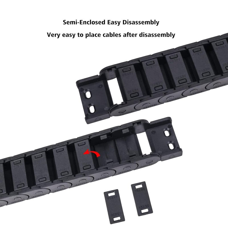 CAMXTOOL 2PCs Drag Chain, 15 x 30mm Cable Carrier Plastic Flexible Open Type 1M, Wire Carrier Cable with End Connectors, for 3D Printers, CNC Engravers, Woodworking Engraver, Milling Machine - Image 2